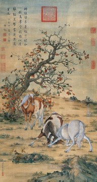 動物 Painting - ラング輝く偉大な馬の古い墨 ジュゼッペ・カスティリオーネ